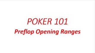 Poker 101 Preflop Opening Ranges [upl. by Yacano]