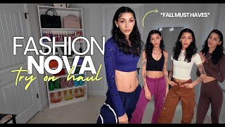 FASHIO NOVA FALL HAUL 🍂💛 matching sets cargos sweatpants clothinghaul fashionnova [upl. by Gonroff839]