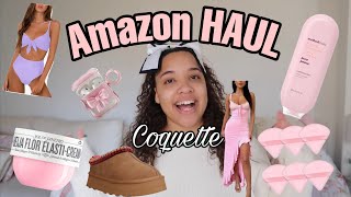 GIRLY AMAZON FAVORITES MUST HAVES 2024  COQUETTE  PINK  AMAZON HAUL [upl. by Assin]