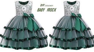 DIY Designer layered net Baby Frock cutting and stitching full Tutorial [upl. by Japha]