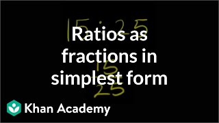 Ratios as fractions in simplest form  PreAlgebra  Khan Academy [upl. by Attebasile863]