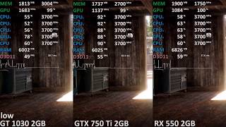 Far Cry 5 GT 1030 vs GTX 750 Ti vs RX 550 Ryzen 3 2200G [upl. by Atwekk]