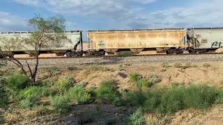 Union Pacific 5607 leads a hopper train near joiner road railroad crossing Tucson Arizona [upl. by Alurta]