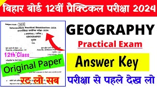 12th Class Geography Practical Exam Question Paper Answer Key 2024Geography Question Paper Solution [upl. by Haisej]