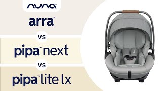 GL  Comparison Nuna Infant Car Seats ARRA vs PIPA next vs PIPA lite lx [upl. by Selig]