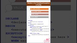 Predefined Exception in PLSQL interview shorts [upl. by Jollanta]