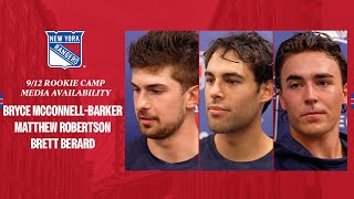 NYR Rookie Camp Bryce McConnellBarker Matthew Robertson amp Brett Berard Media Avail  9122024 [upl. by Kauffmann]