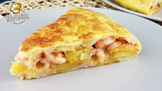 ⭐🦐 TORTILLA de PATATAS con GAMBAS al AJILLO 🦐 ¡Puro sabor [upl. by Coonan]