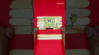 SpongeBob painting on ice cream stick shorts shortsfeed spongebob spongebobsquarepants cartoon [upl. by Ahsinrats981]