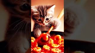 Cat eats shrimpcat trending shortvideo [upl. by Airdnaz]