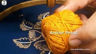 Machine embroidery zari thread work  flower embroidery [upl. by Eirroc]