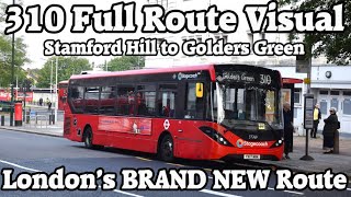 FULL ROUTE VISUAL  310  Stamford Hill to Golders Green  Stagecoach London 37769 YX17NWK [upl. by Helban]