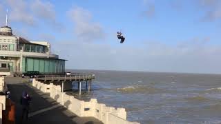 Jump over pier in Blankenberge Belgium [upl. by Derrek694]