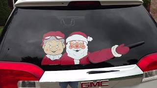 Santa and Mrs Claus Waving Winter WiperTags for rear wiper blades [upl. by Oliana]