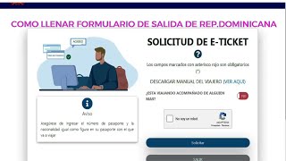 ¿Cómo llenar el ETICKET MIGRACIÓN para Entrar y Salir de REPÚBLICA DOMINICANA [upl. by Maximo]