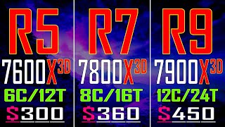 RYZEN 5 7600X3D vs RYZEN 7 7800X3D vs RYZEN 9 7900X3D  PC GAMES BENCHMARK TEST [upl. by Frydman]