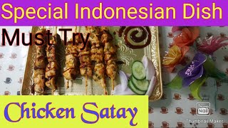 Chicken Satay  Indonesian Chicken Skewers  Step by Step  Sister 4 food yummy recipe easy [upl. by Mahgirb128]