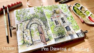 Calming ASMR Drawing⎥Watercolor Painting Art 🍀 [upl. by Rahel94]