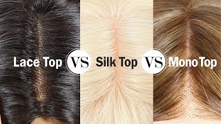 Silk top wig VS lace top wig VS mono top wig  Comparison of three wig tops humanhairwigs wigs [upl. by Ada817]