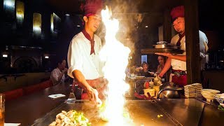 Teppanyaki LOBSTER amp STEAK  Amazing Knife Skills and Fire Cooking in Waikiki Hawaii [upl. by Rebbecca257]