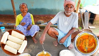 BANANA TREE RECIPE  cutting and cooking banana tree with ruhi fish recipe by my grandfather [upl. by Ylelhsa]