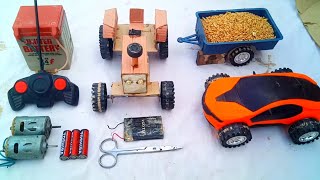 How to Make Remote Control Mini Tractor Trolley  How to make rc car  RC helicopter [upl. by Agathe446]