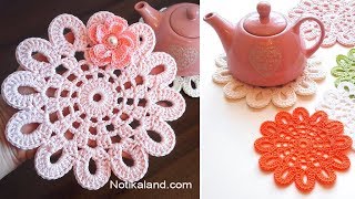 Crochet Doily EASY crochet flower doily tutorial [upl. by Ruthe]