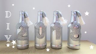 DIY Decoração de Ano Novo 2  garrafas decoradas 2018 [upl. by Noffihc]