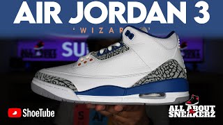 AIR JORDAN 3 TRUE BLUE AND COPPER AKA WIZARDS UNBOXING amp REVIEW [upl. by Seema]