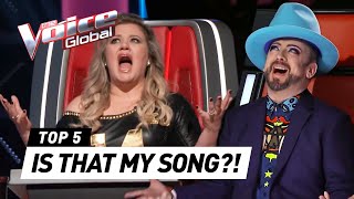 5 contestants on the voice who auditioned with a coaches song [upl. by Hardwick]