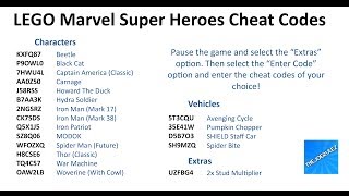 LEGO Marvel Super Heroes Cheat Codes [upl. by Ynaitirb]