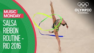 Ganna Rizatdinovas Rhythmic Ribbon Performance at Rio 2016  Music Monday [upl. by Ahsieuqal]