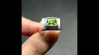 Natural Emerald Cut Clean Green Kohistani Peridot 925 Silver  14k 18k Gold Handmade Men Plain Ring [upl. by Yarised]