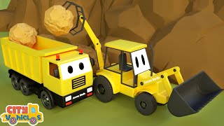 Construction Vehicles dump truck amp bulldozer build the road for kids [upl. by Marucci650]