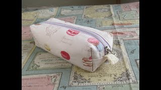 裏地付きマチあり簡単ペンケース 作ってみた＆作り方 kawaii pouch 縫い代の見えない作り方 22cmファスナー使用 [upl. by Laughton]