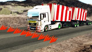 Trucks vs Spikes 6  BeamNGDRIVE [upl. by Eylrahc391]