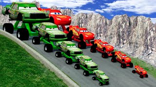 TRANSPORTING PIXAR CARS amp FRUITS WITH COLORED amp JOHN DEERE VS CLAAS VS TRACTORS  BeamNGdrive 983 [upl. by Oiceladni]