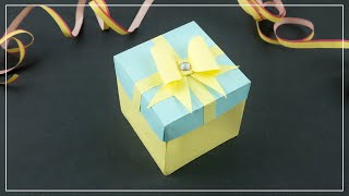 DIY Geschenkbox mit Schleife aus Papier basteln  Geschenke kreativ verpacken [upl. by Norok]