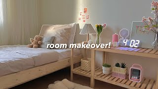 aesthetic and small room makeover 🧸🌷  pinterest amp korean style inspired [upl. by Borlow]