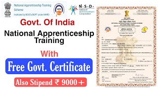 Free Govt Of India National Apprenticeship Training With Certificate। Free Government Training । [upl. by Shepard]