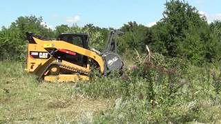 Loftness Mulcher on a Cat 299D Demo [upl. by Georgetta]