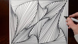 Doodle Sketching Optical Illusion Lines  Pattern 11 [upl. by Tiertza539]