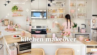 kitchen makeover vlog🍓 HUGE transformation satisfying organization retro decor pinterest inspired [upl. by Ymiaj]