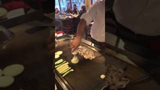 Hibachi chef tricks  volcano Onion at Sakura Restaurant [upl. by Odel243]