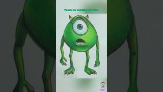 quotDrawing Mike Wazowski with Colored Pencils  Monsters Inc  Fan Art  viralvideo drawingtutorial [upl. by Neerual]