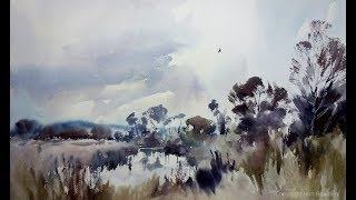 Marsh harrier over the starling roost Full watercolour demo by Jem Bowden [upl. by Shelley]