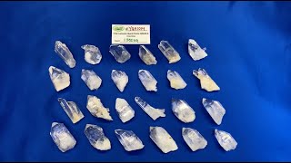 LOT YQA1014  24piece Wholesale flat of GRADEA Clear Colombian Lemurian Quartz Points [upl. by Ameerak]