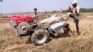 When my power tiller crossed the canel  Kamco power tiller tilling work  Peanut field work [upl. by Ymas]