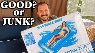 SWIMLINE Original Suntan Tub Classic Edition Inflatable Floating Lounger Reviewed [upl. by Gussi]