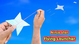 paper ninja star launcher flying notebook paper ninja best flying paper star rubberband ninja [upl. by Ennalorac]